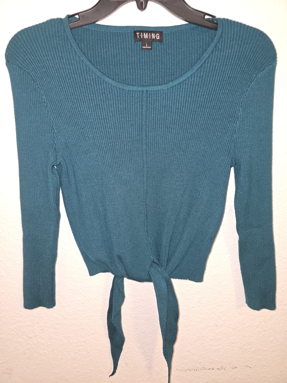 Timing Teal Ribbed Crew Neck Sweater - Picture 2 of 2